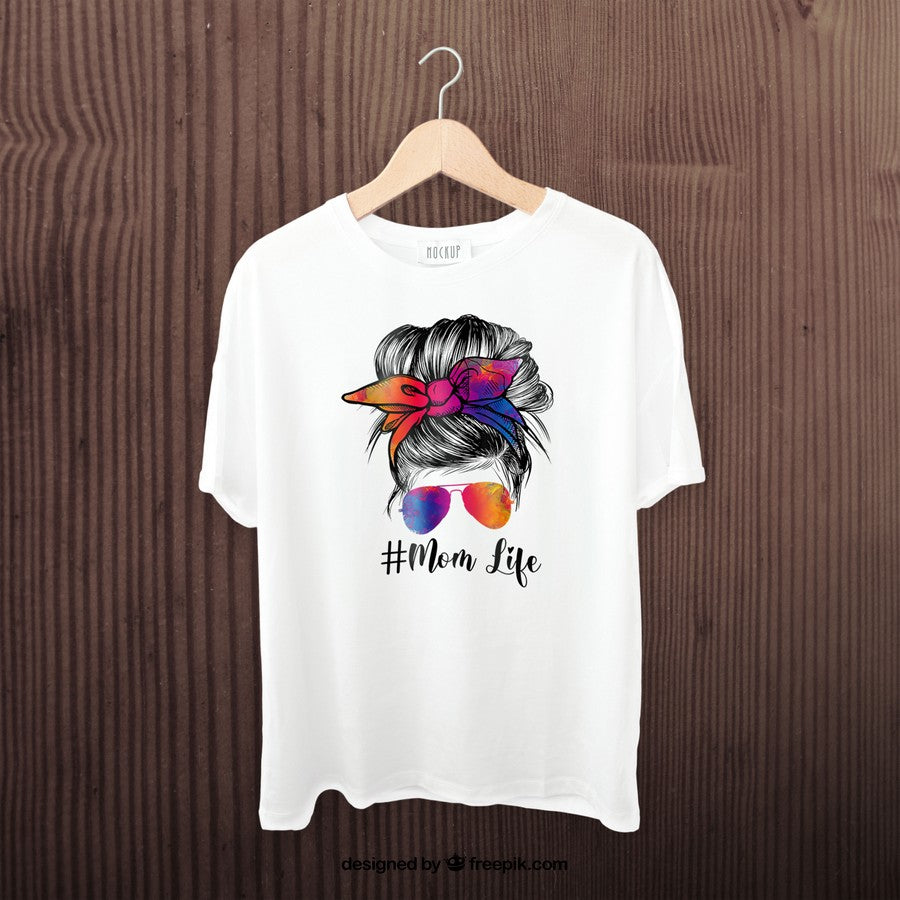 Funny Mom Life Messy Hair Bun Tie Dye Women Mothers Day Tee T-Shirt