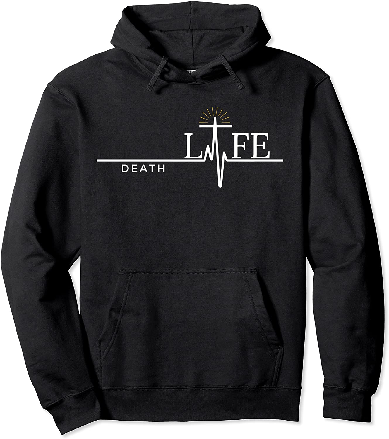 Christian Death to Life Heartbeat Cross MenWomenYouth Pullover Hoodie