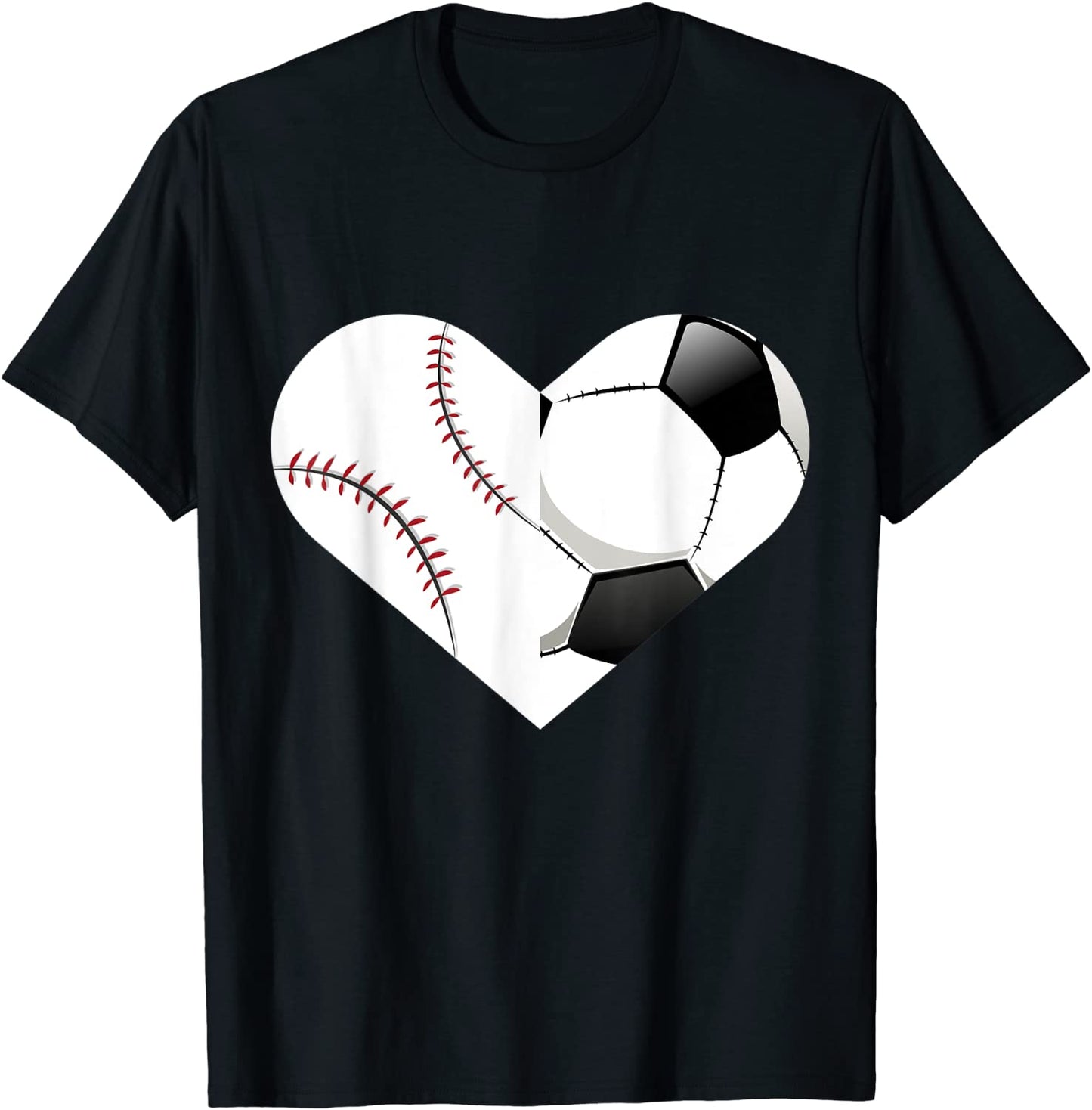 Soccer Baseball Heart Shirt Sports Tee Baseball Soccer T-Shirt