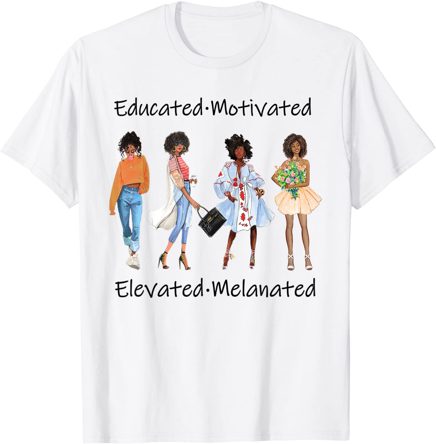 Educated Motivated Black Queen Melanin African American T-Shirt