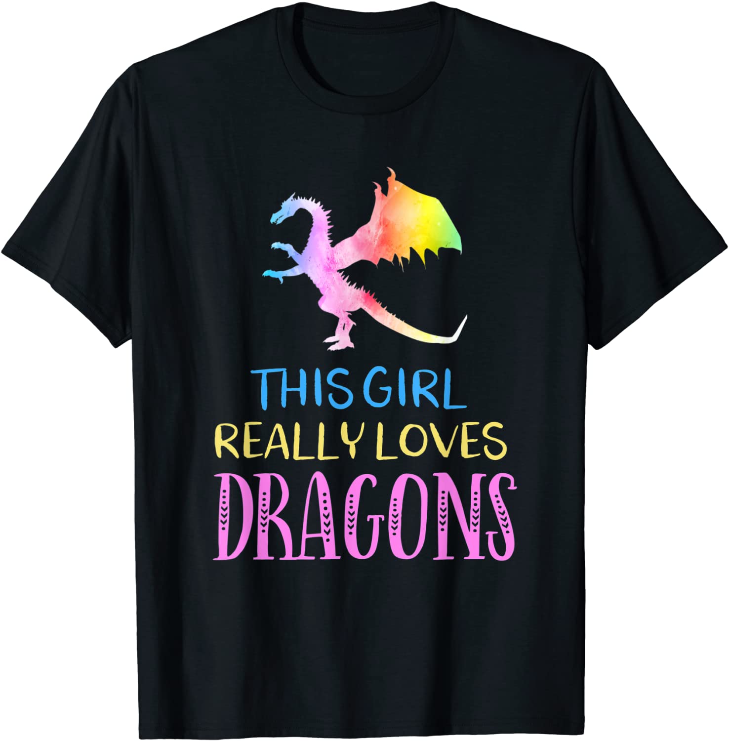 Cute Dragon Gift Girl Loves Dragons Gift Rainbow T-Shirt