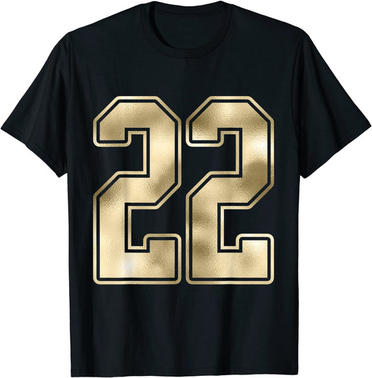 22 Outline Number 22 Sports Fan Jersey Style Costume T-Shirt