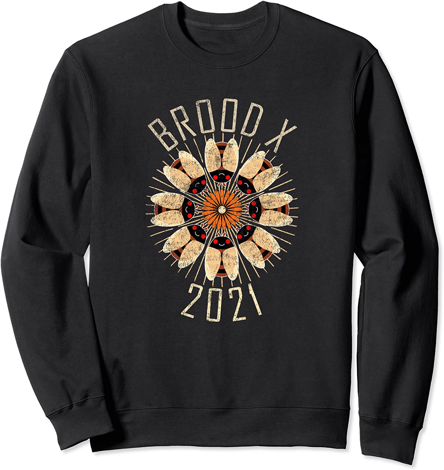 Retro Cicada Mandala Brood X 2021 Eastern USA Entomologist Sweatshirt
