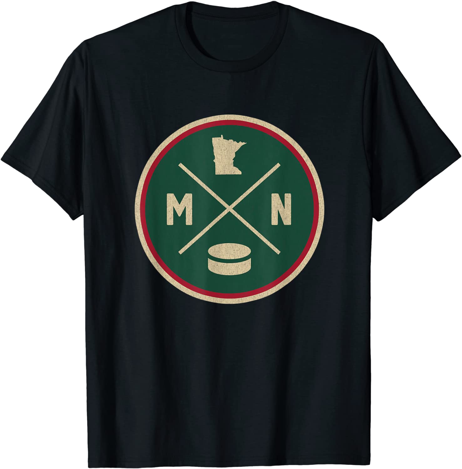 Classic Minnesota Hockey MN Outline T-Shirt