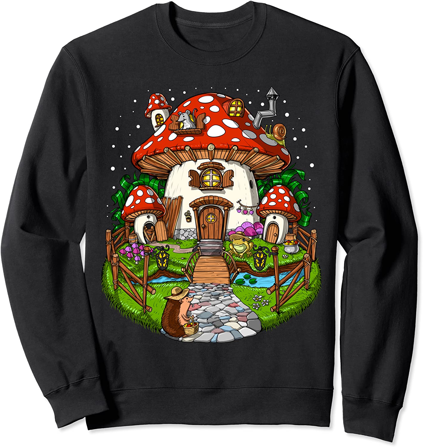 Forest Mushrooms House Fantasy Fungi Nature Hippie Fairy Sweatshirt