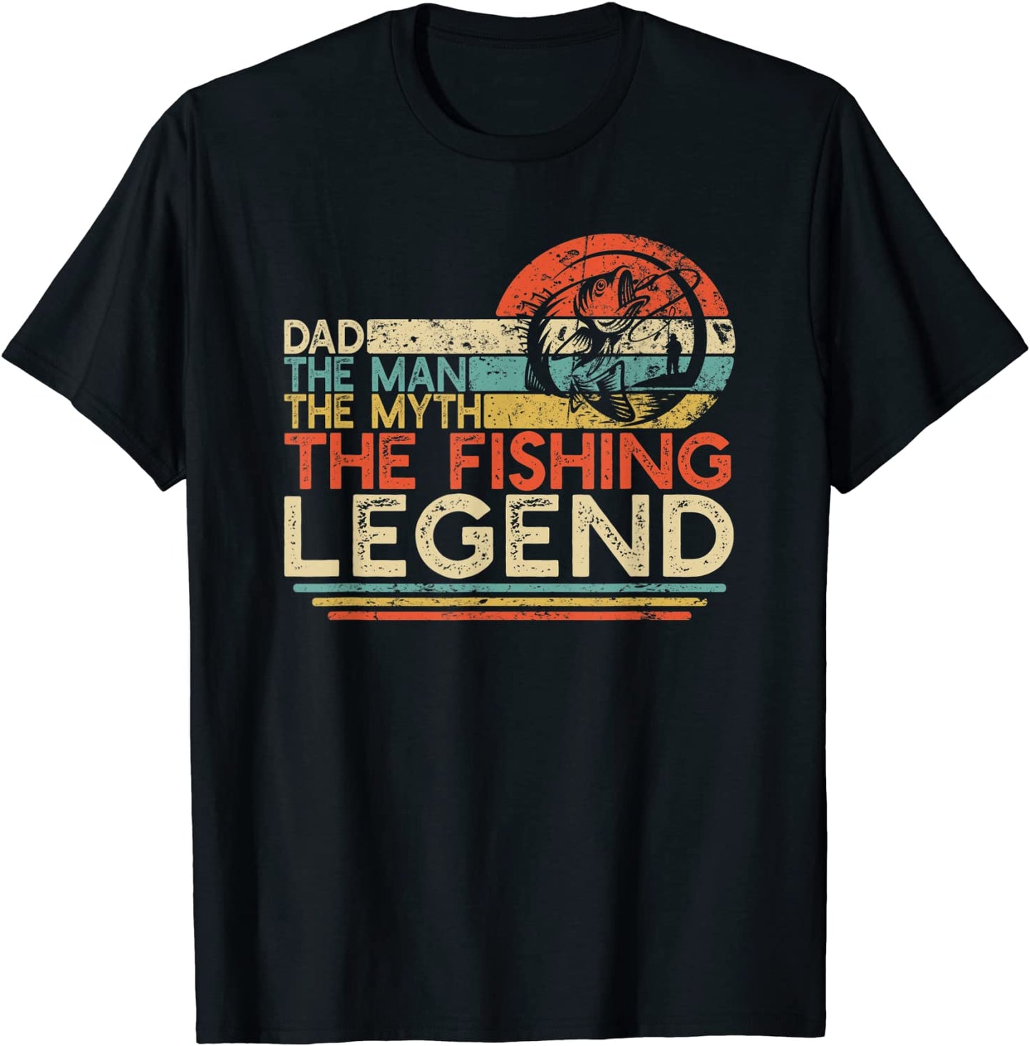 Mens Vintage Bass Fishing Dad Man The Myth The Legend Fisherman T-Shirt