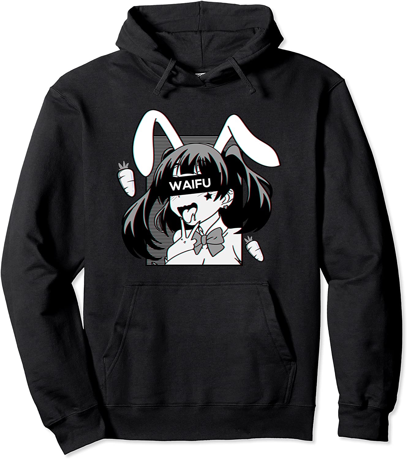 Ahegao Hoodie lewd anime face and Rabbit cosplay gift