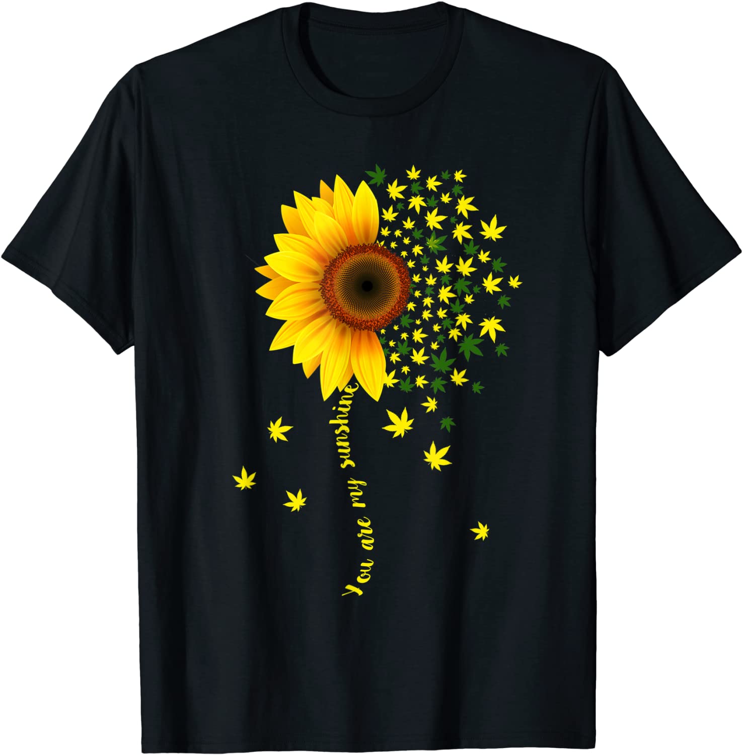 Sunflower Cannabis Weed Leaf Lover Marijuana Gift T-Shirt
