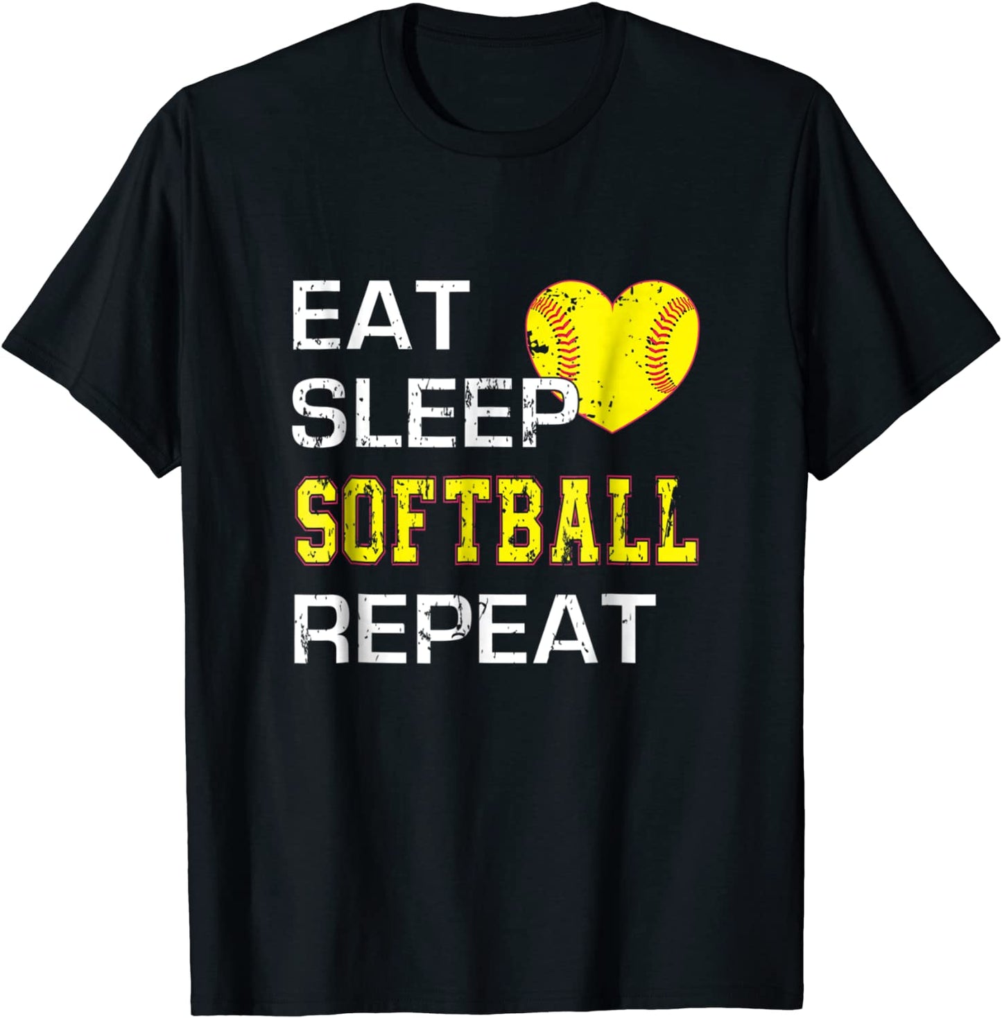 Funny Softball T-Shirt Eat Sleep Softball Repeat for Girls