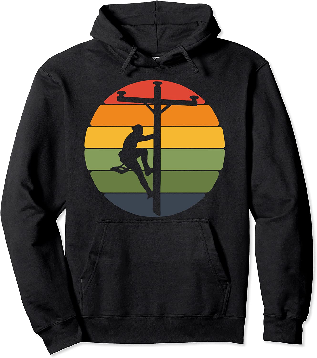 Lineman Retro Line Worker Badass Utility Pole Pullover Hoodie