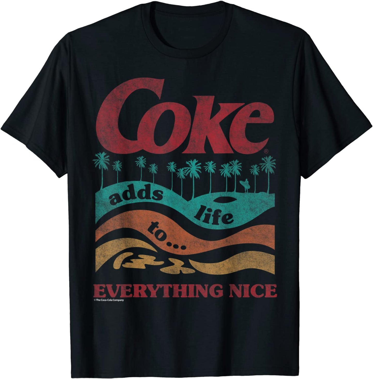 Coca-Cola Retro Coke Adds Life Surf And Sun Graphic T-Shirt