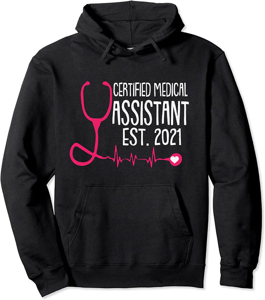 Certified Medical Assistant Est 2021 CMA Registered RMA Gift Pullover Hoodie