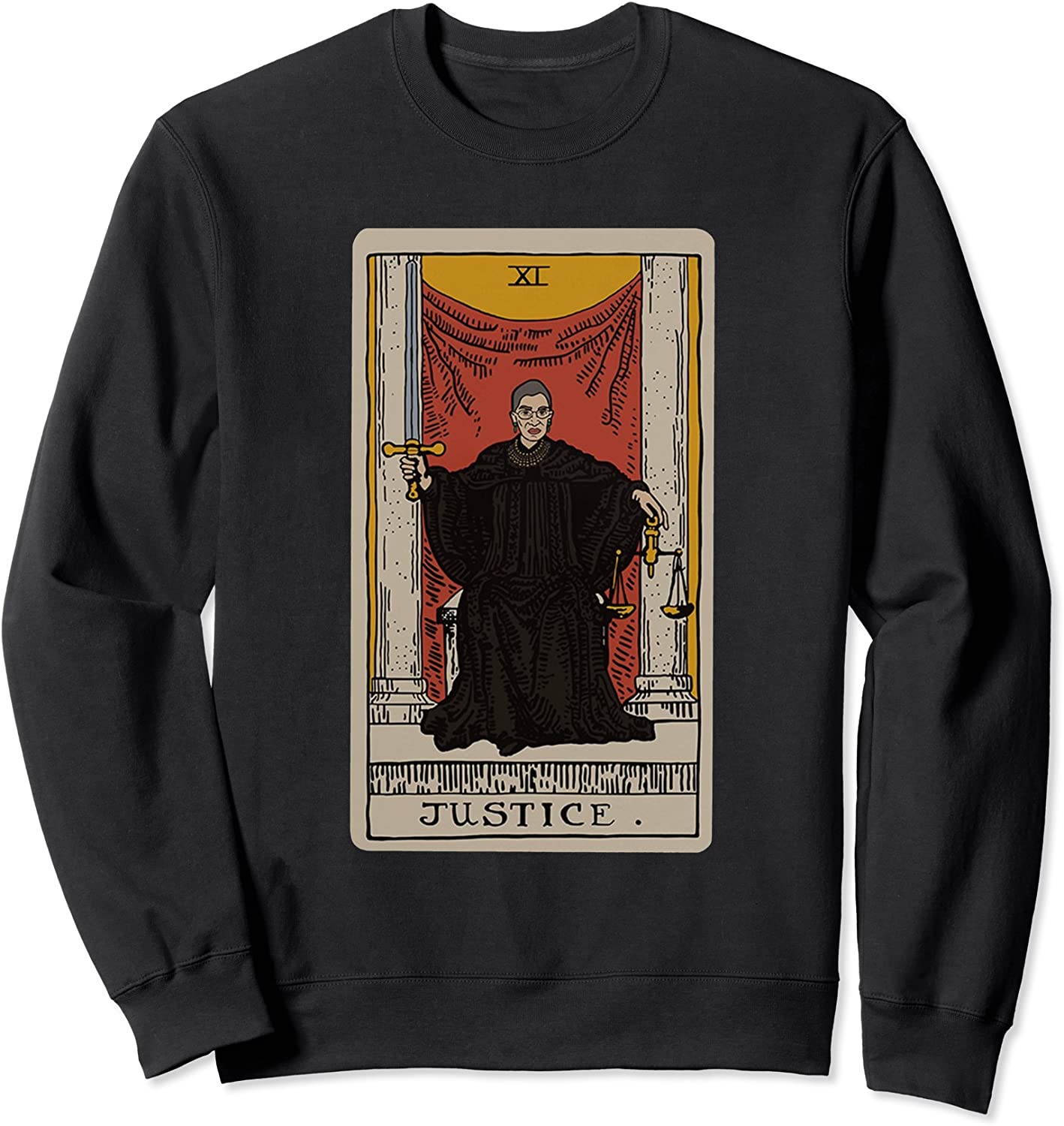 RBG Ruth Bader Ginsburg Justice Tarot Card 11 Retro Vintage Sweatshirt