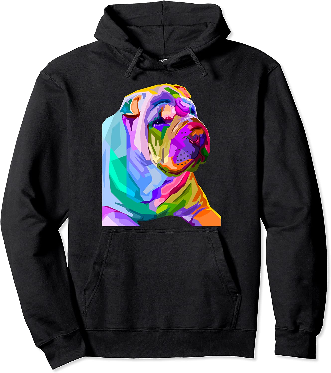 Shar-Pei Pop Art Colorful Portrait for Dog Owners Pullover Hoodie
