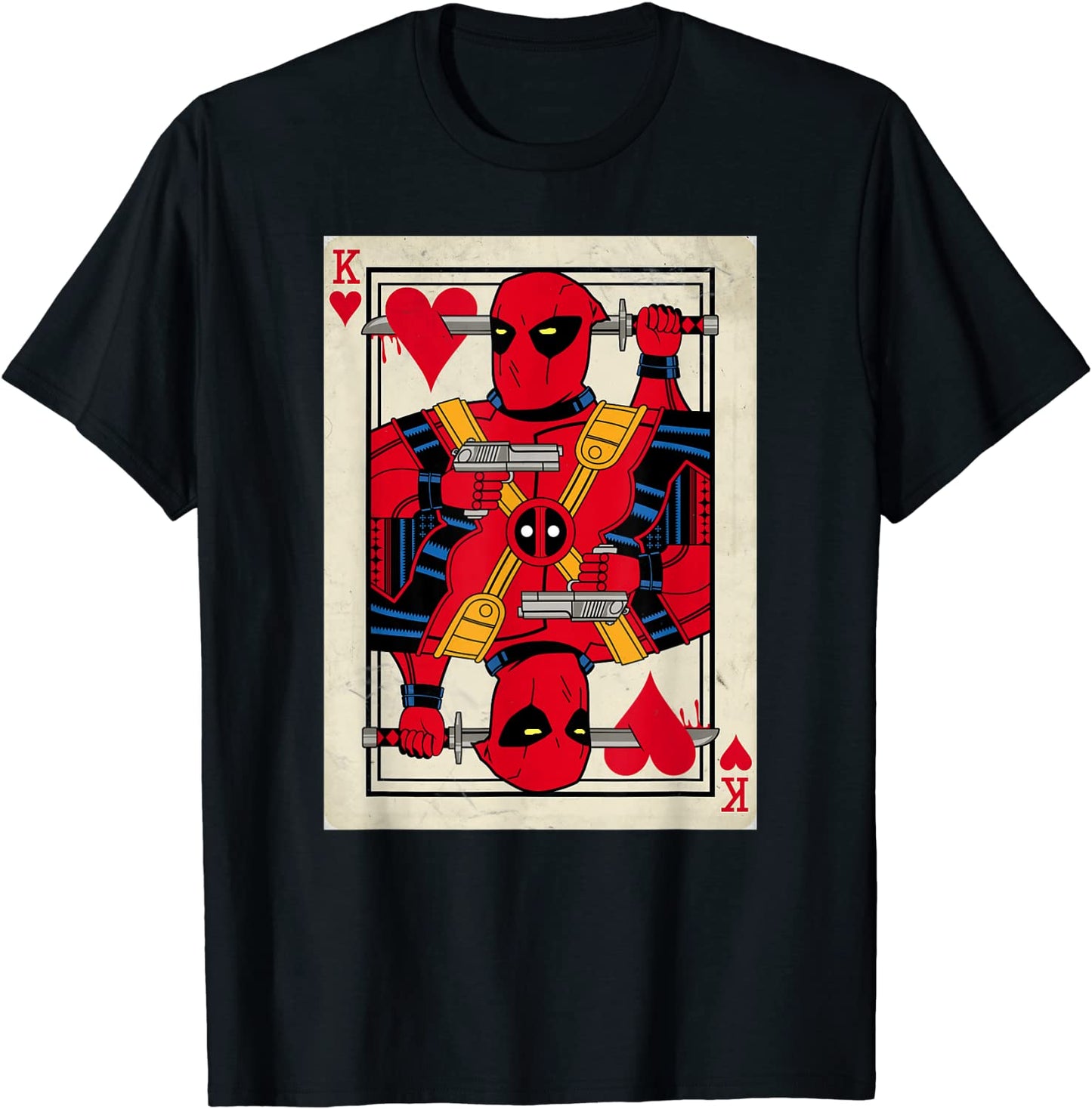 Marvel Deadpool King of Hearts Card Graphic T-Shirt T-Shirt