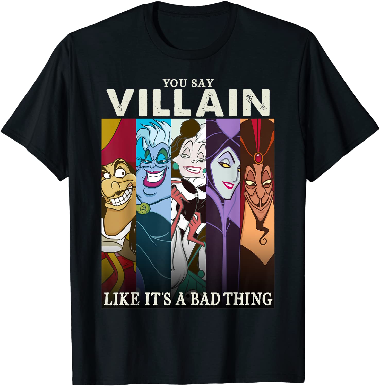 Disney Villains Colorful Group Shot Humor Graphic T-Shirt T-Shirt