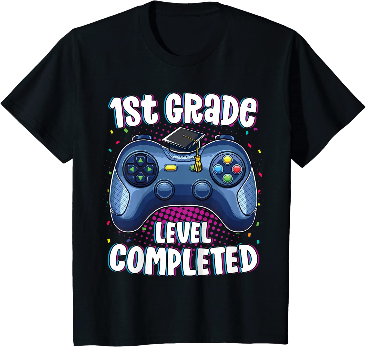 Kids 1st Grade Graduation Level Completed Gamer Graduation T-Shirt