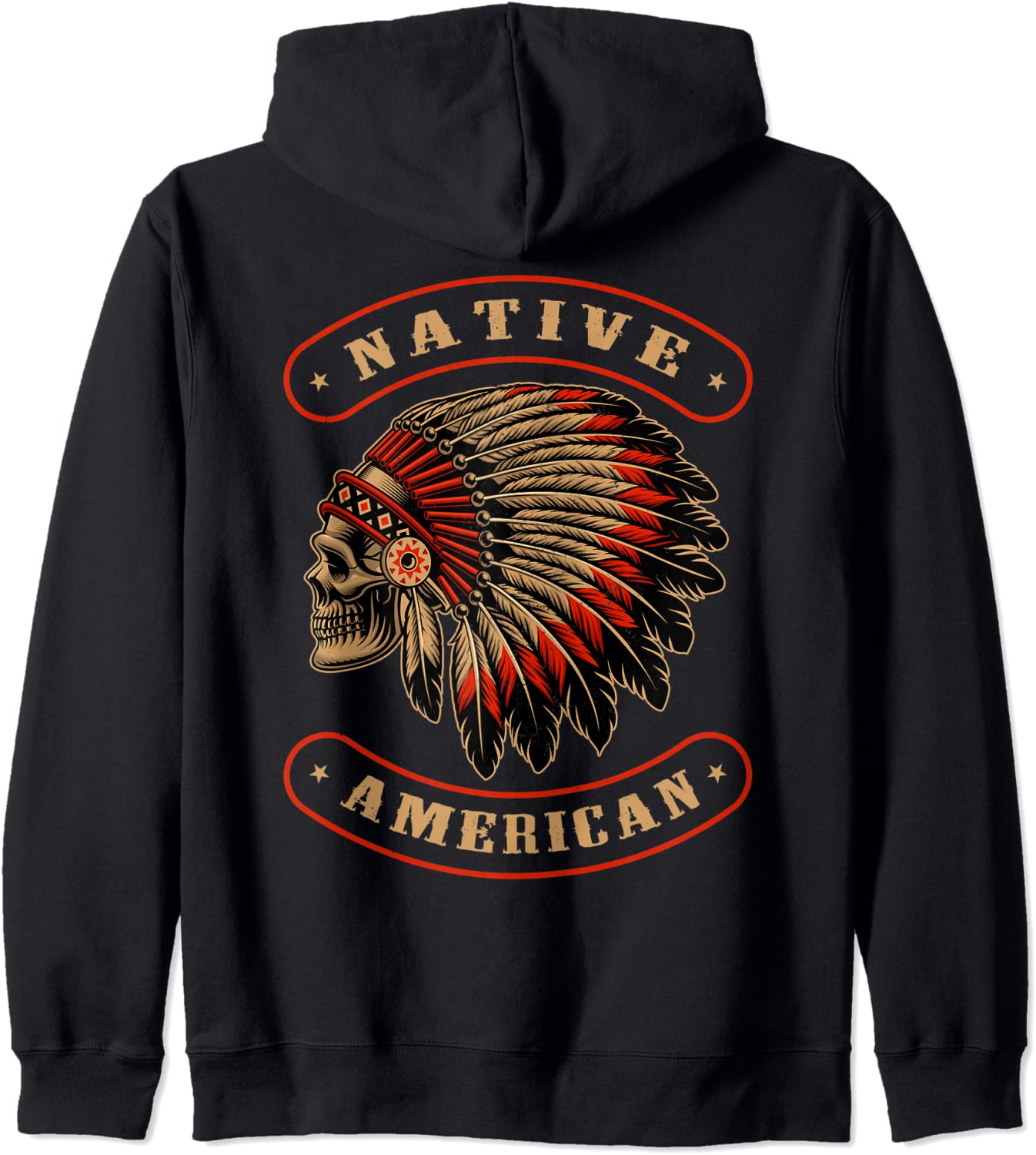 Native American Indians Chief Skull War Bonnet Feather Hat Hoodie