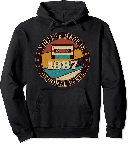 34 Years Old Mixtape Cassette Made In 1987 34th Birthday Pullover Hoodie