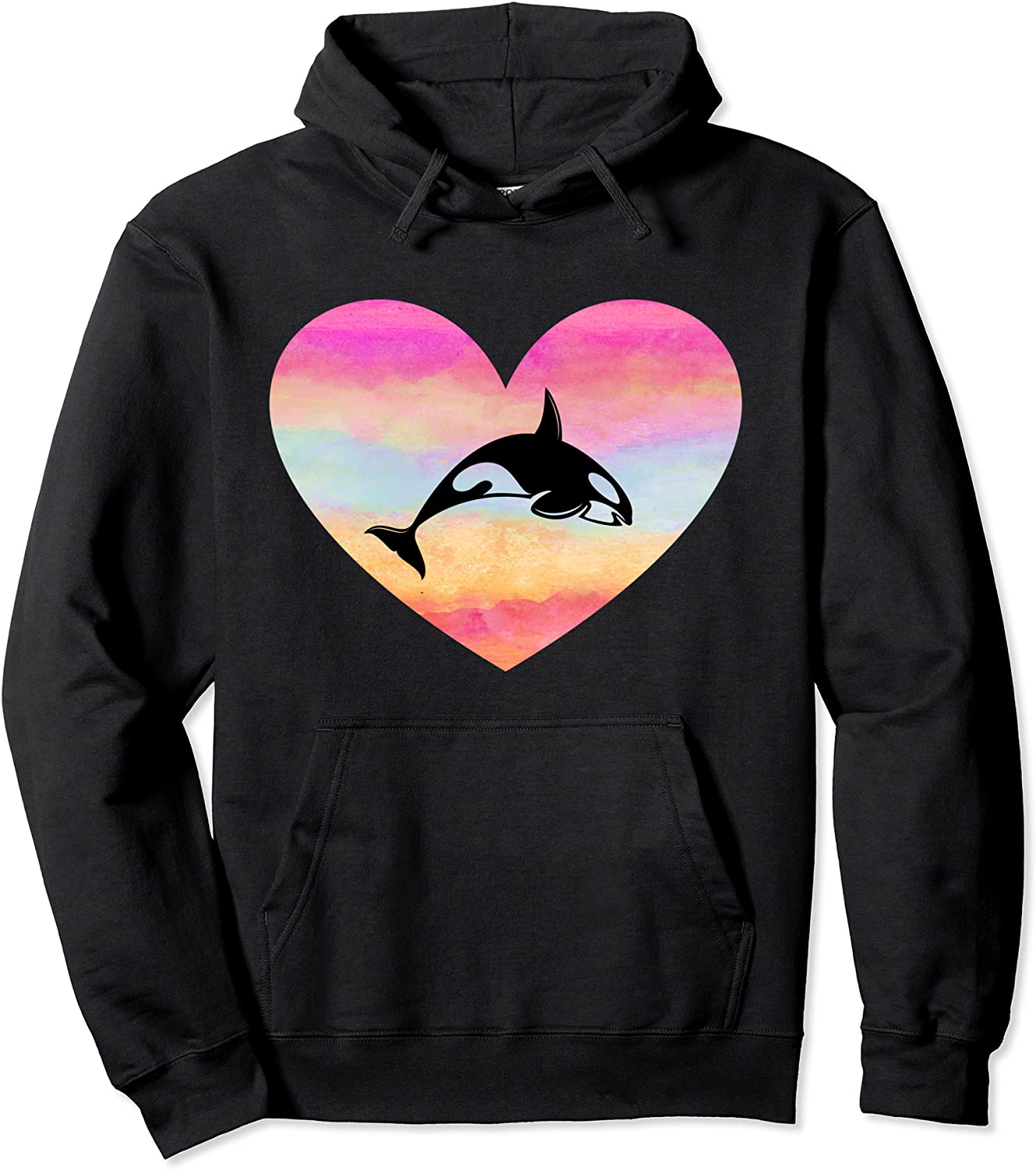 I Love Orcas Killer Whales Heart Lover Artistic Colorful Art Pullover Hoodie