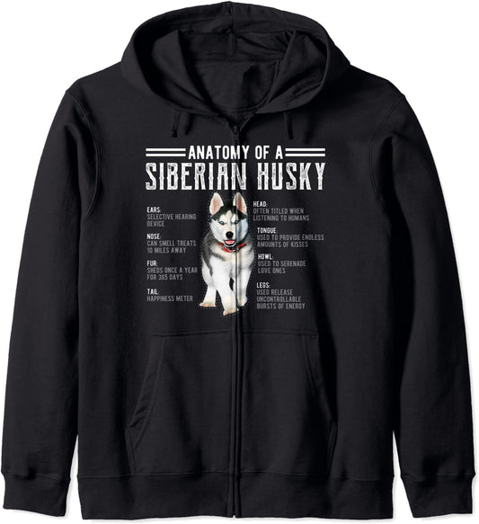 Anatomy of A Husky T-Shirt Siberian Dog Fans Tee Hoodie