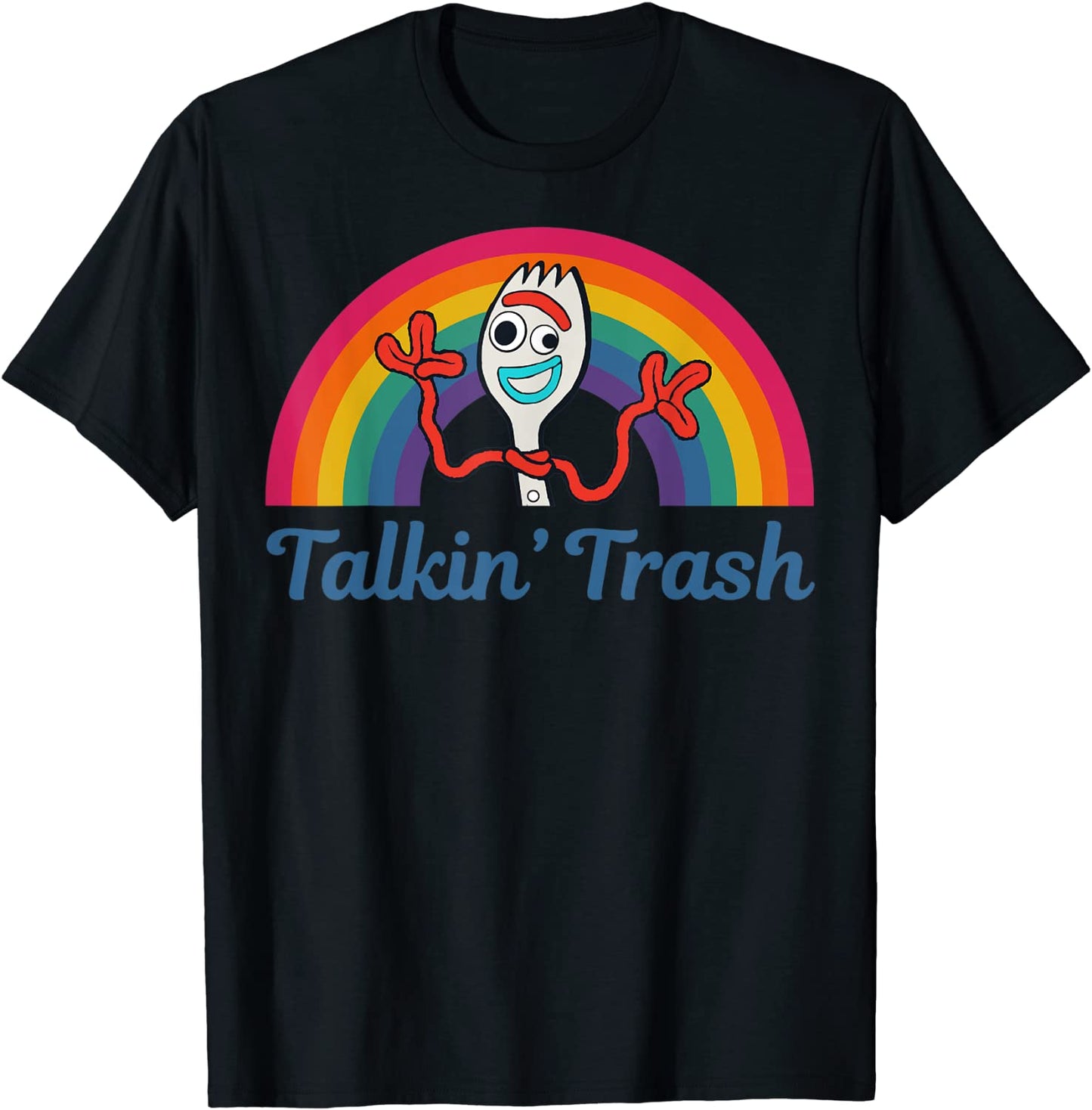 Disney Pixar Toy Story 4 Forky Talkin Trash Rainbow Poster T-Shirt
