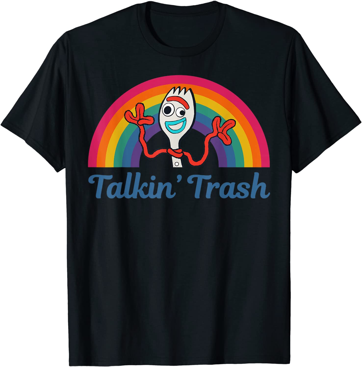 Disney Pixar Toy Story 4 Forky Talkin Trash Rainbow Poster T-Shirt