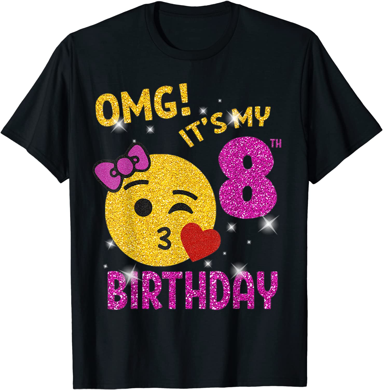 OMG Its My 8th Birthday Emoji Shirt 8 years old Girl Gift T-Shirt
