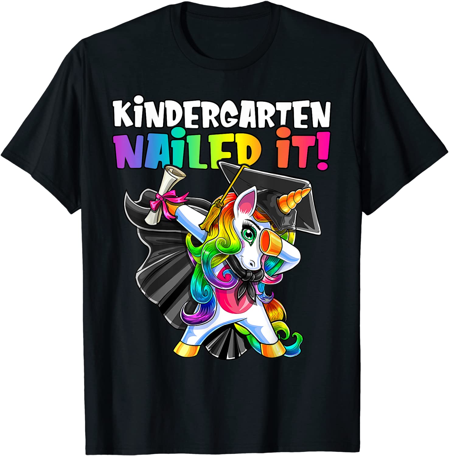 Dabbing Unicorn Kindergarten Graduation Cap Gown Gift Girls T-Shirt