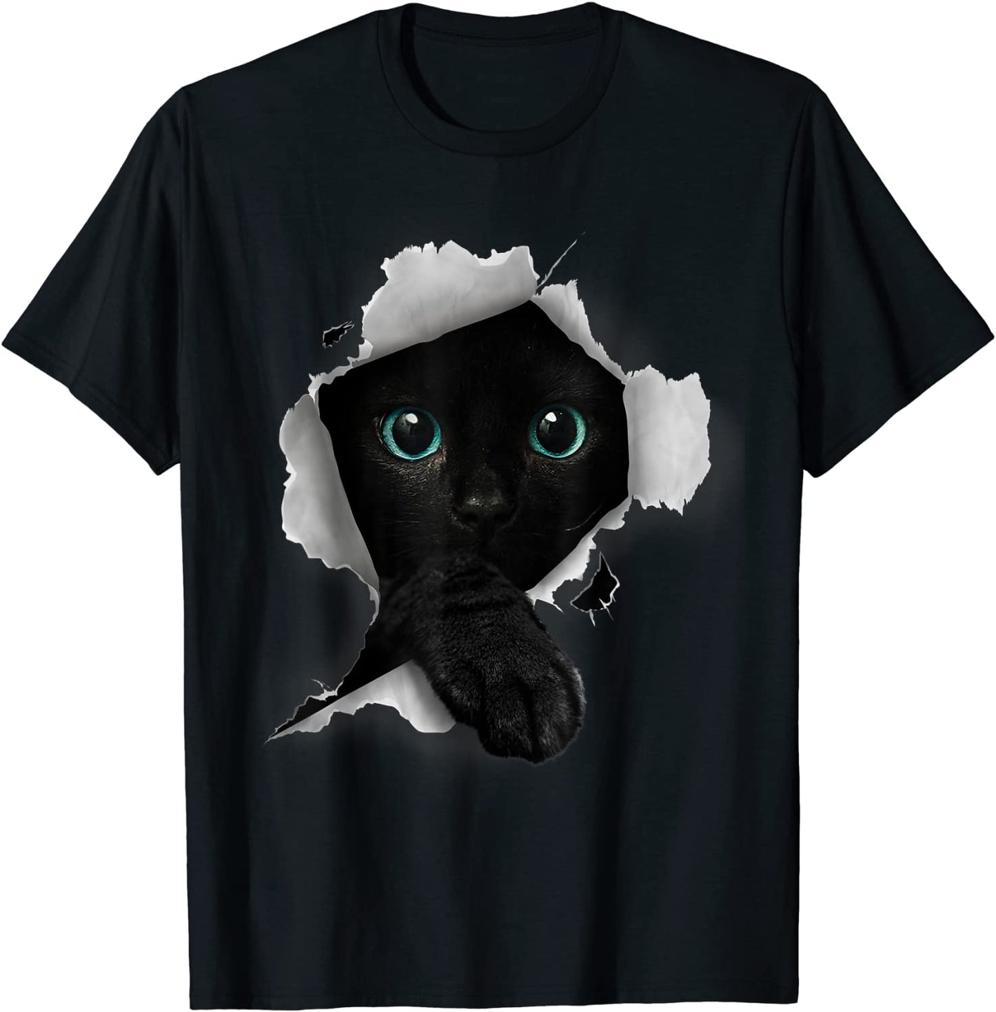 Cat Shirt Cat Tshirt Black Cat Torn Cloth Shirt Kitten T-Shirt