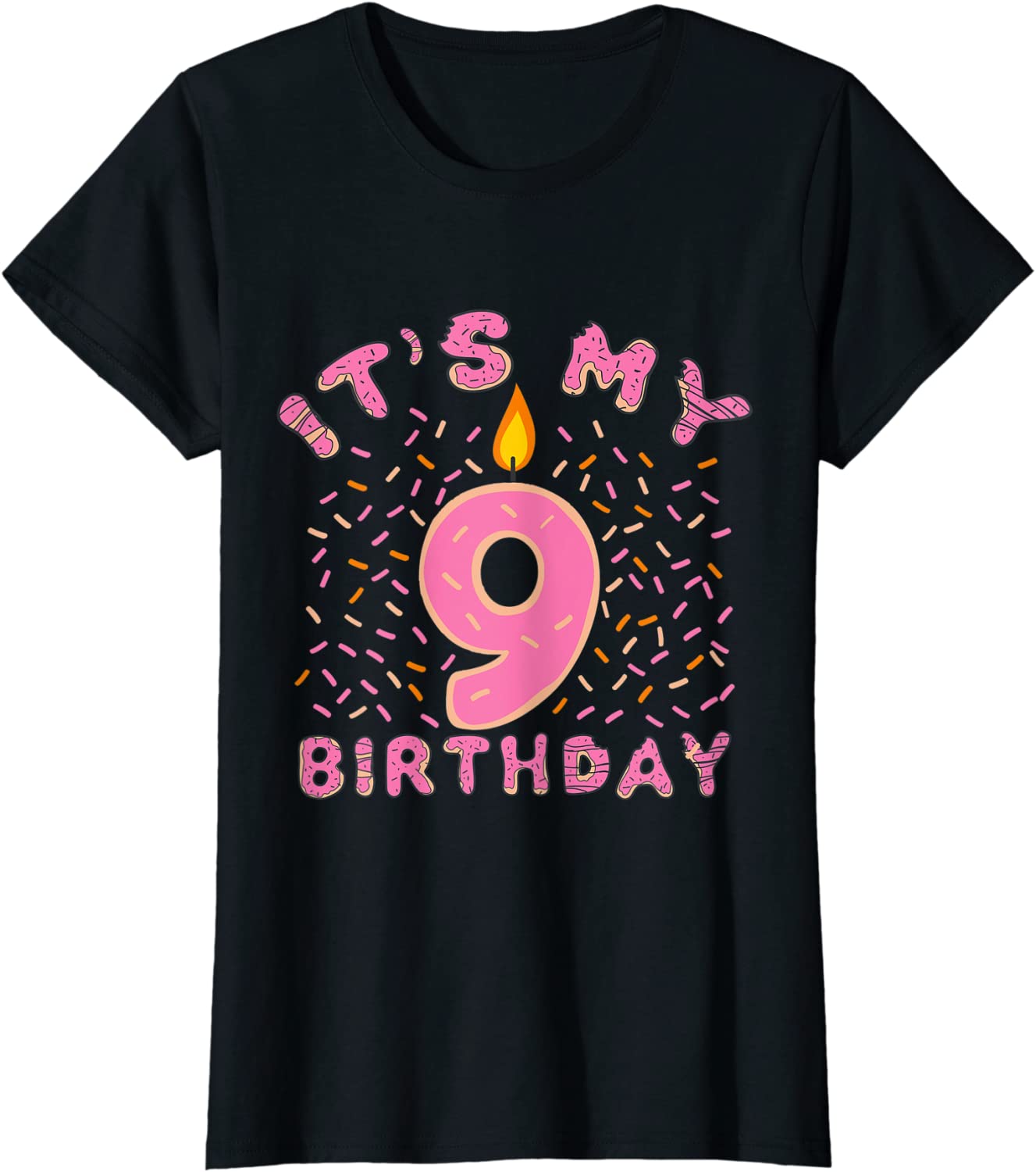 Its My 9th Birthday Shirt Girls 9 Years Old Donut Lover T-Shirt
