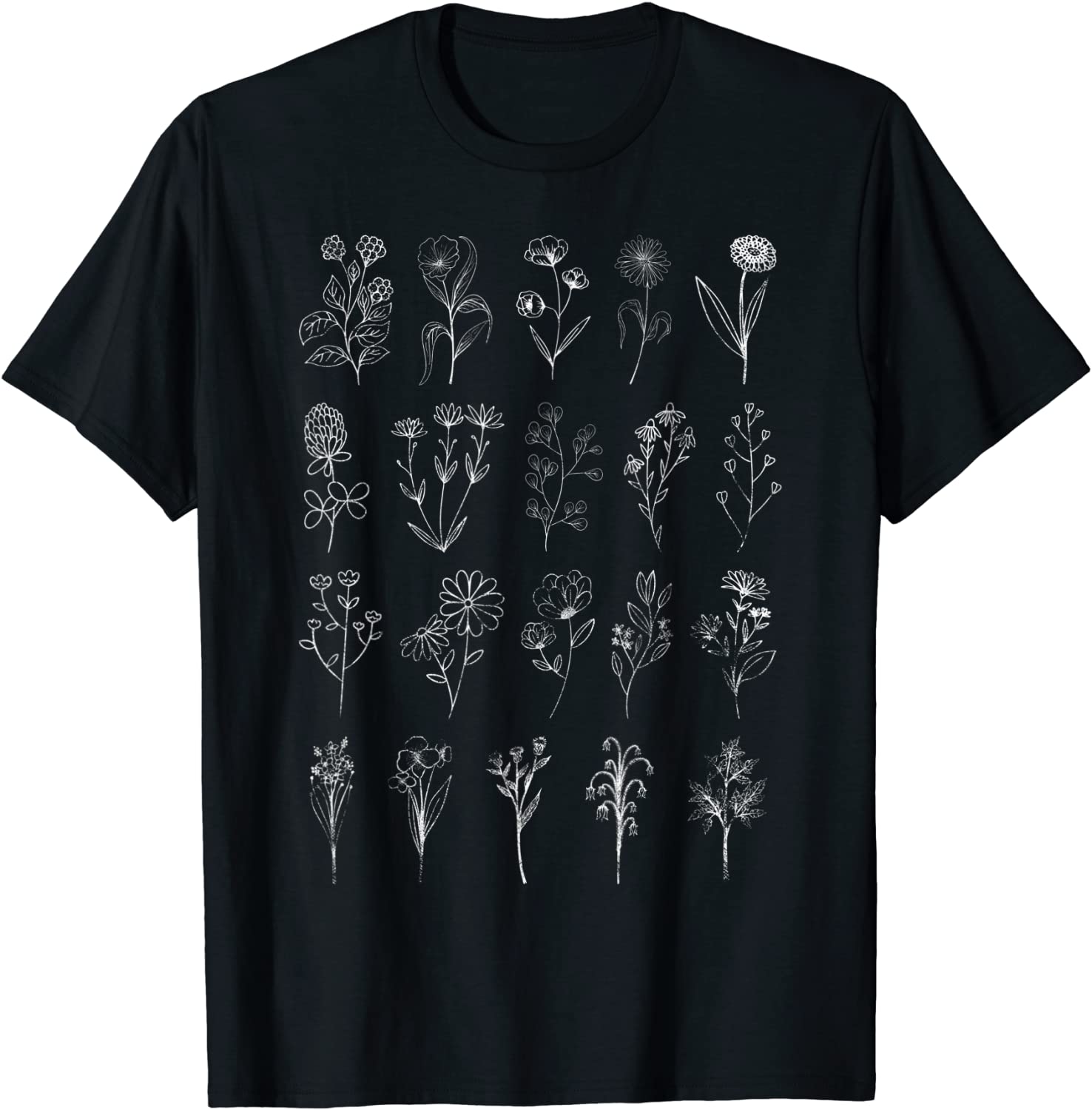 Vintage Inspired Flower Botanical Chart Naturalist T-Shirt