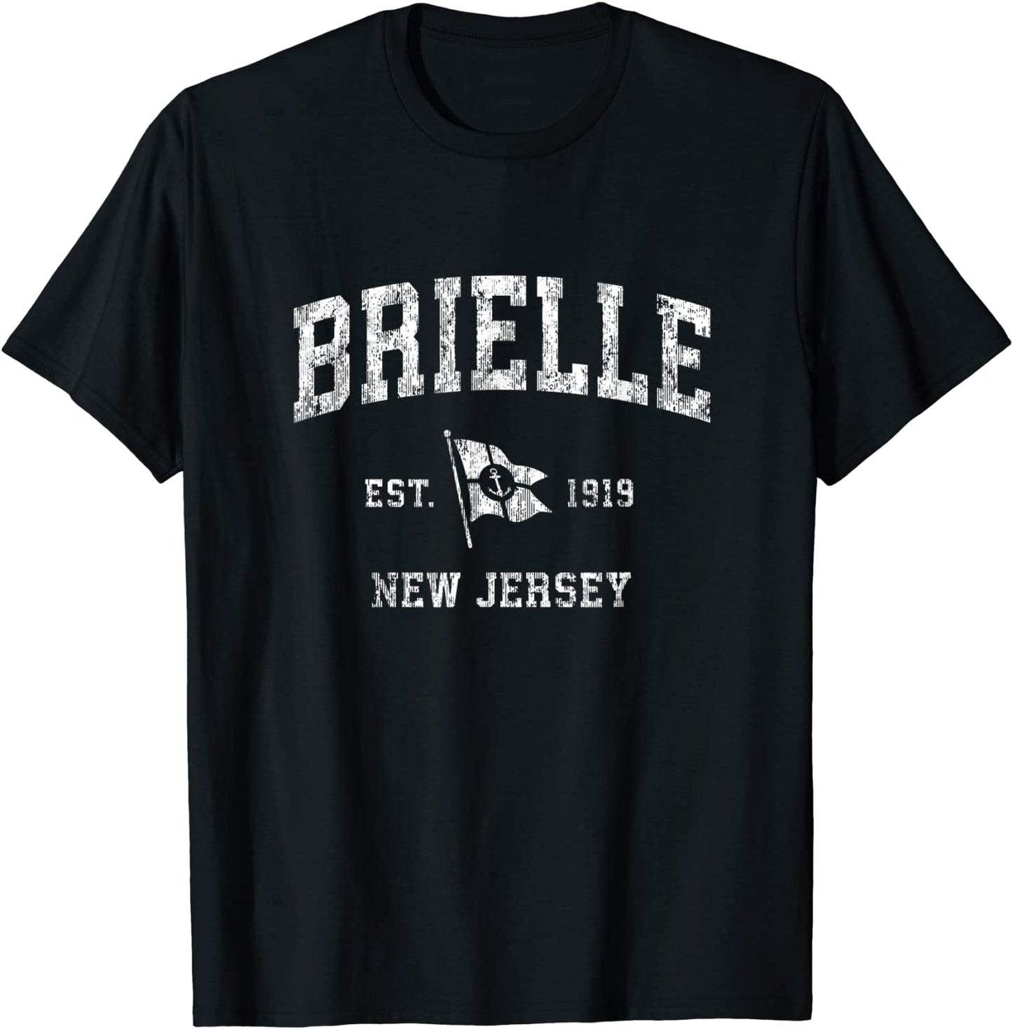 Brielle NJ Vintage Nautical Boat Anchor Flag Sports T-Shirt