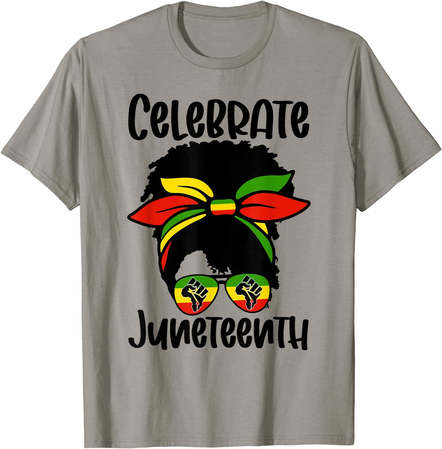 Black Women Messy Bun Juneteenth Celebrate Indepedence Day T-Shirt