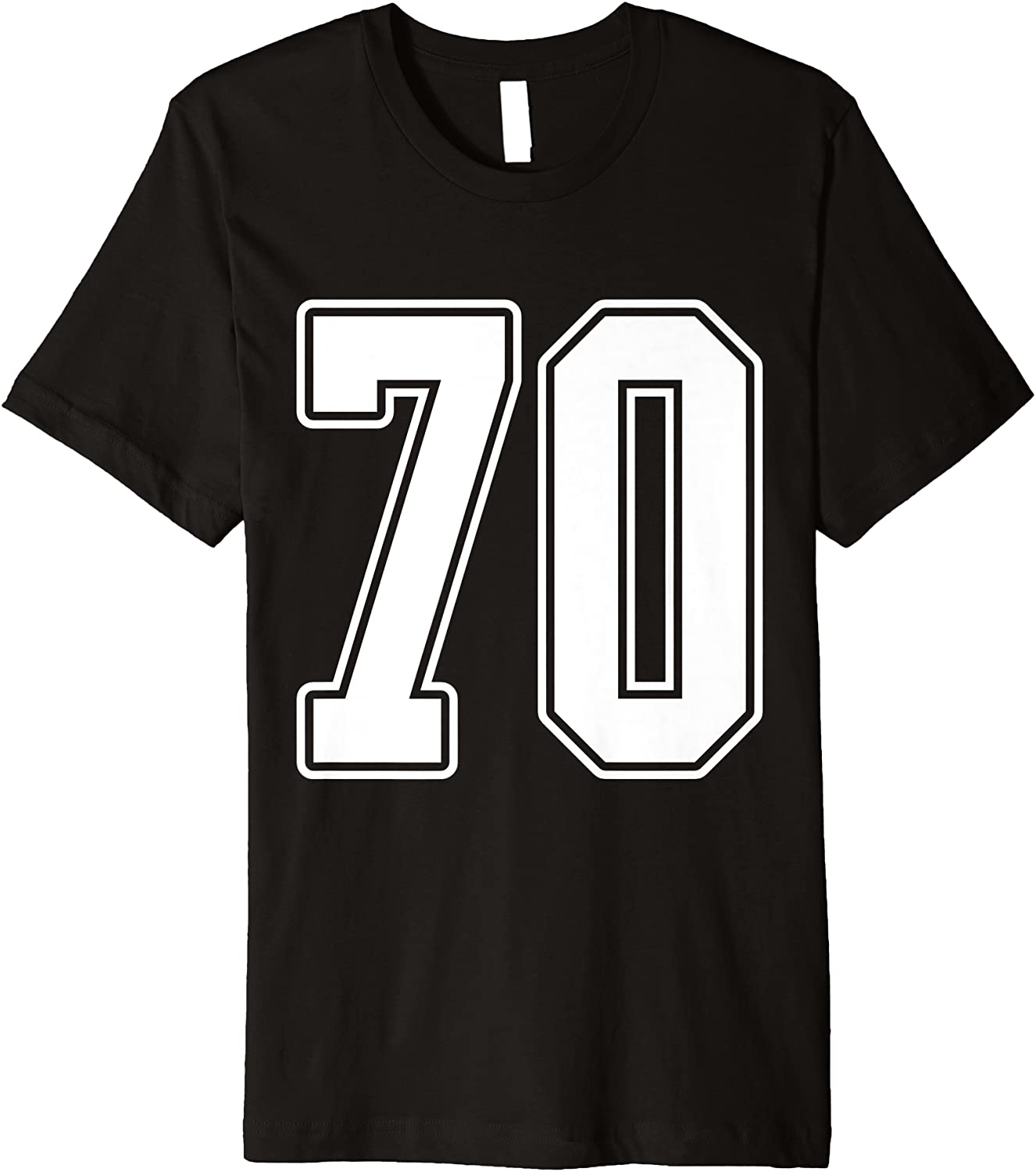 70 White Outline Number 70 Sports Fan Jersey Style Premium T-Shirt