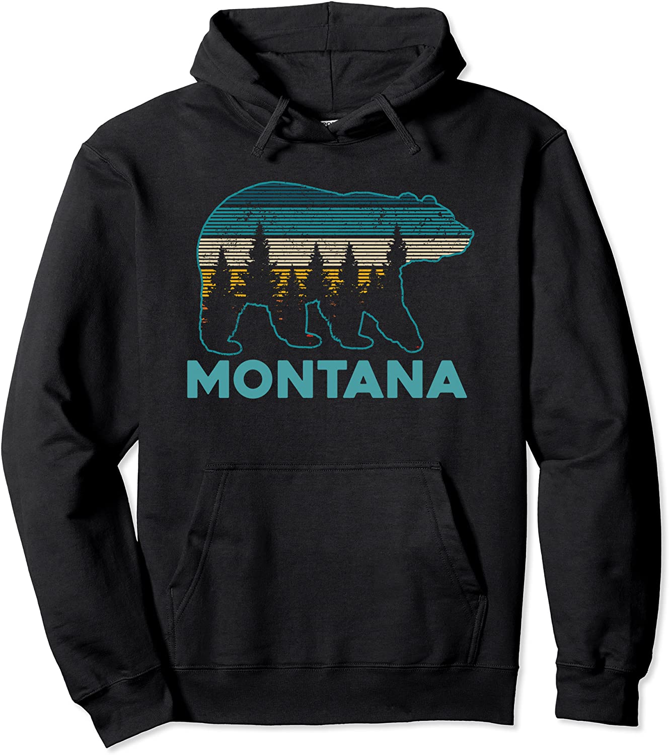 Montana Vintage Grizzly Bear Nature Hiking Souvenir Gift Pullover Hoodie