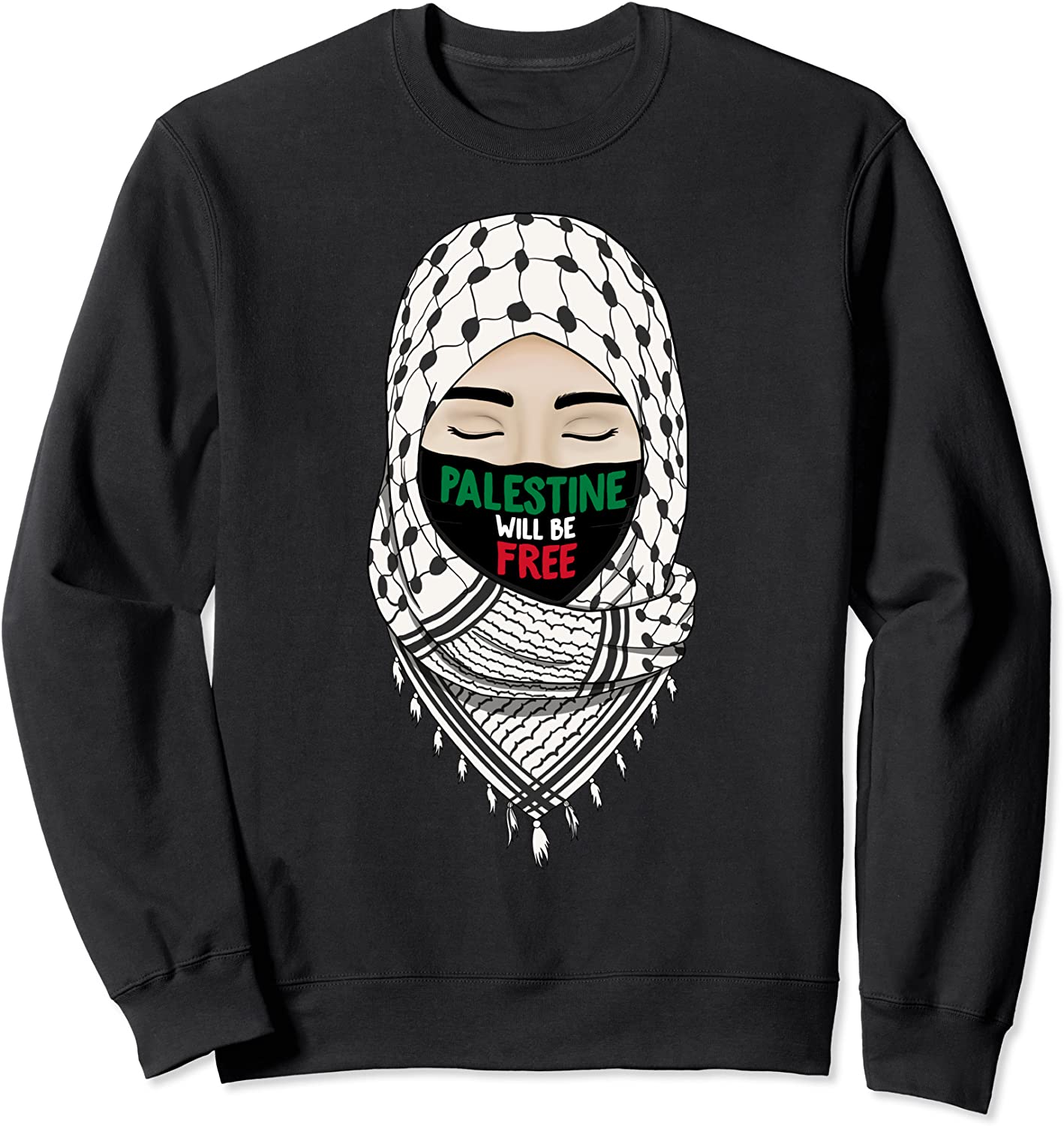 Palestine Will Be Free Gaza Flag Arabic Support Scarf Women Sweatshirt