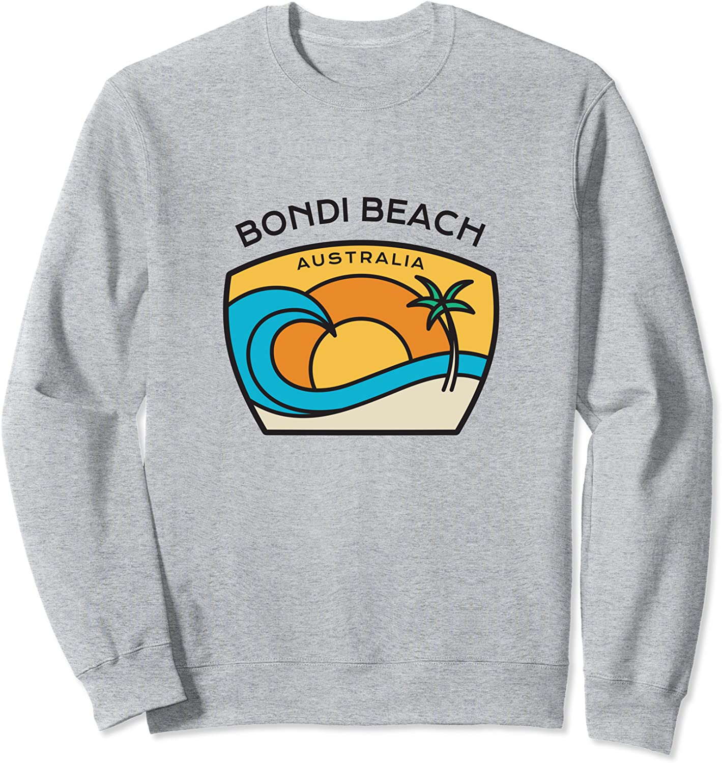 Retro Bondi Beach Original Palm Tree Ocean Wave Novelty Art Sweatshirt