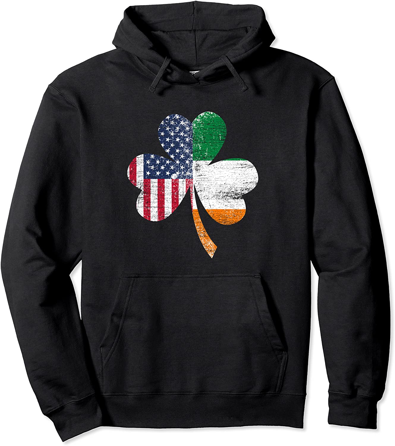 Ireland Shamrock St Patricks Day IRISH US FLAG Pullover Hoodie