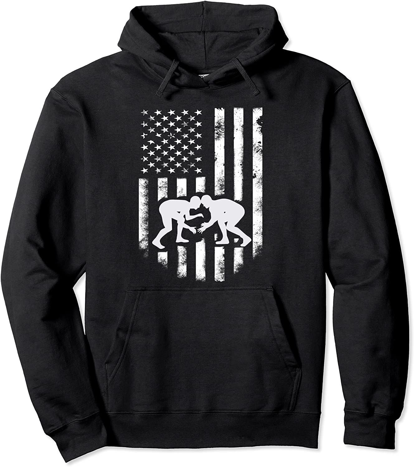 American Flag Wrestling Hoodie Distressed Wrestle Gift Tee