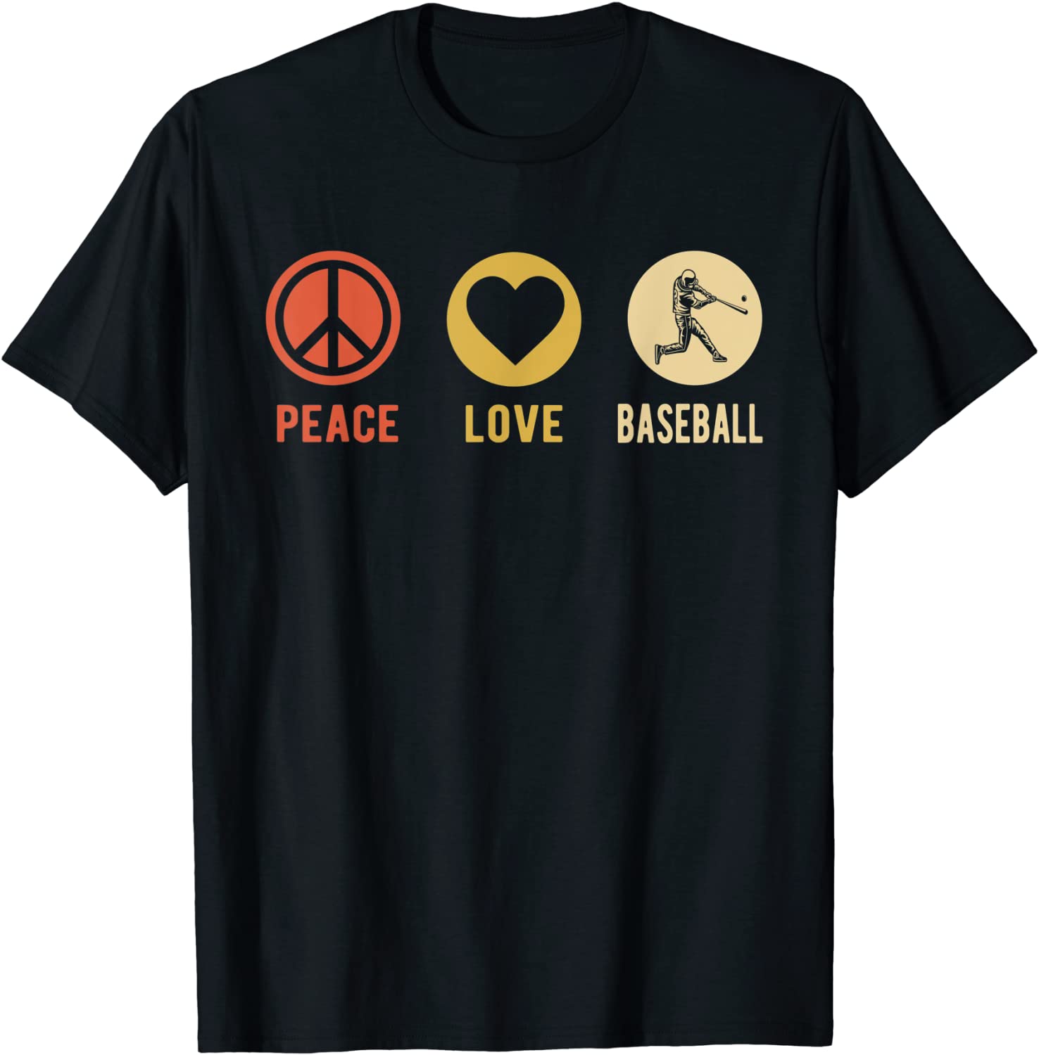 Vintage Peace Love Baseball sports lover Player gifts T-Shirt