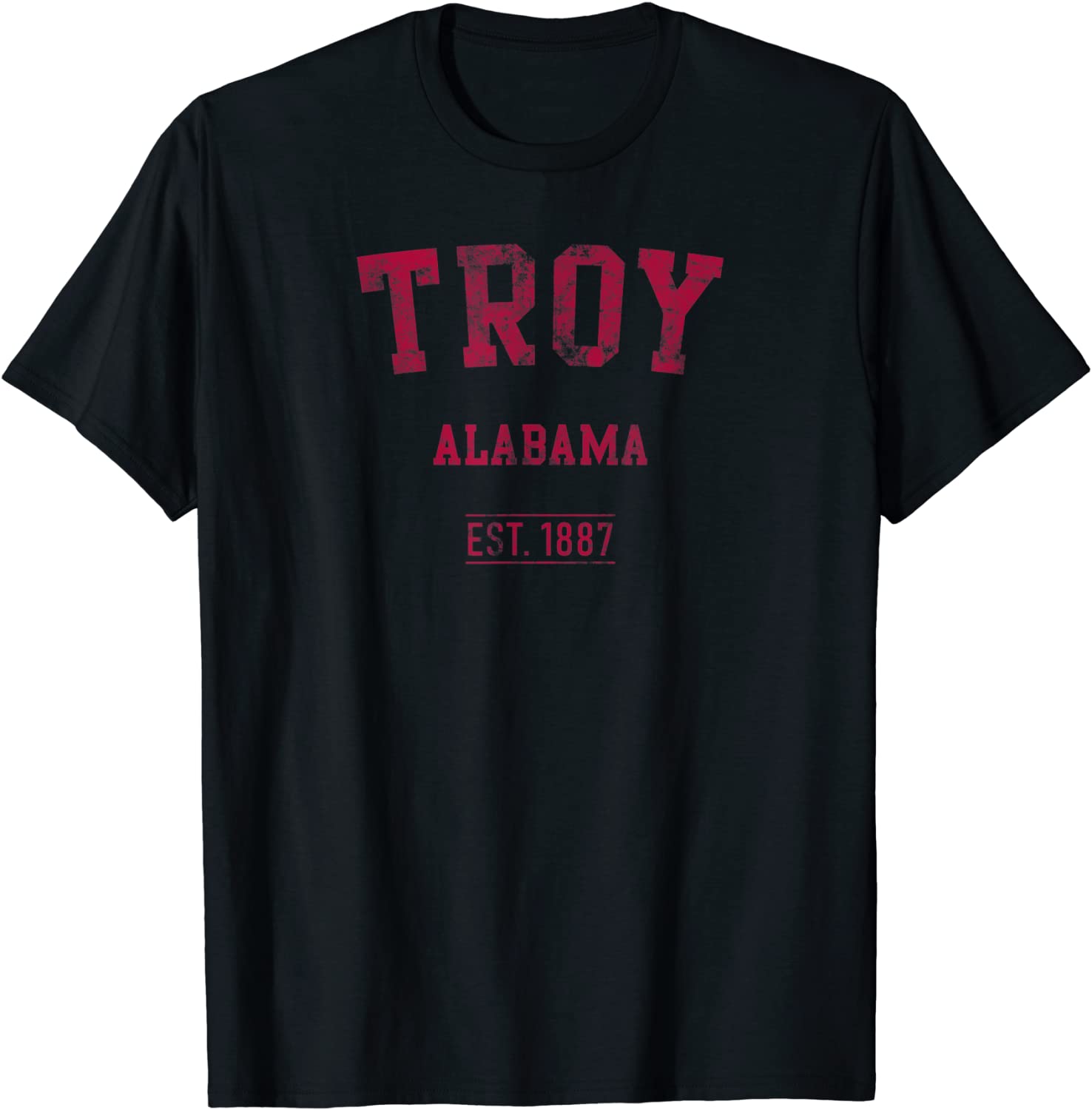 Troy Alabama Distressed Text Sport Style T-Shirt