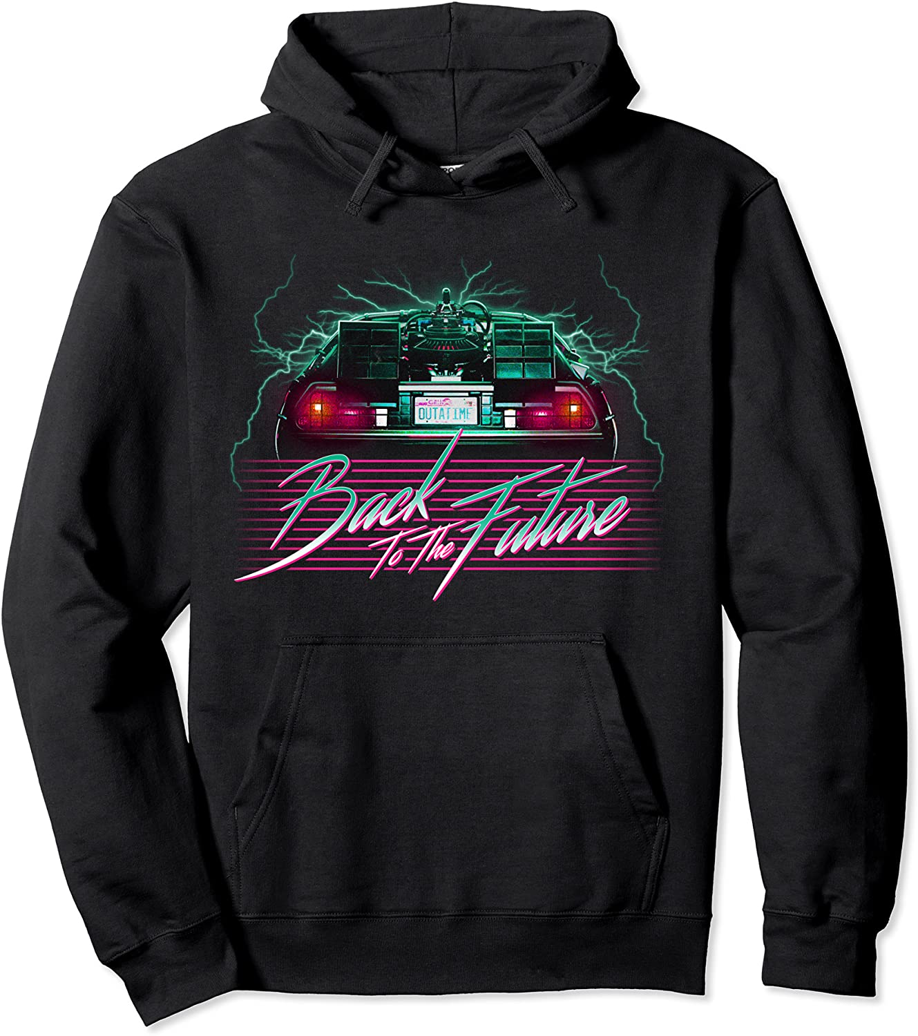 Back To the Future DeLorean 80s Style Neon Graphic Hoodie
