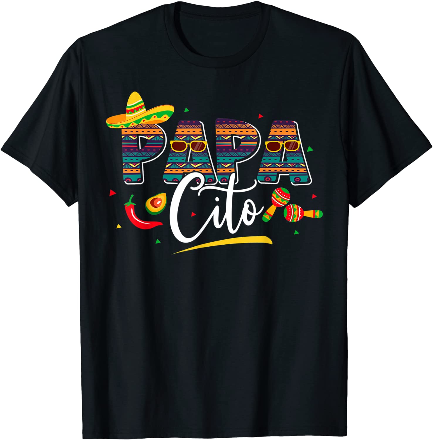 Mens Papacito Cinco de May Mexican Hat T-Shirt