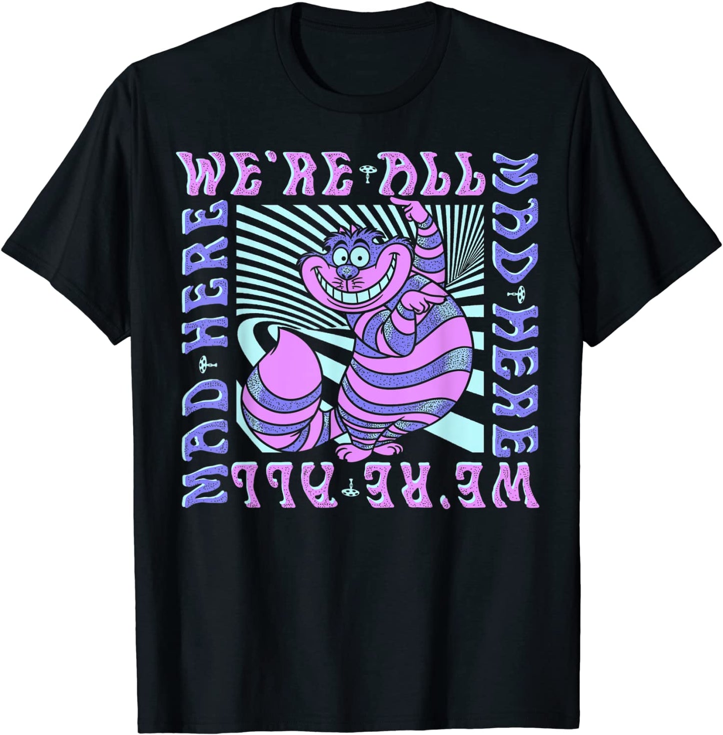 Disney Alice In Wonderland Cheshire Cat Were All Mad Box Up T-Shirt