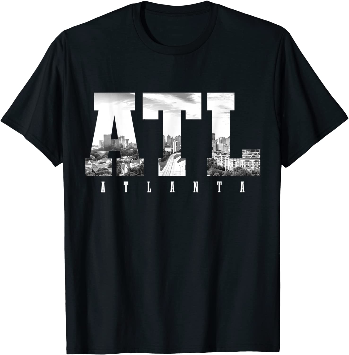 ATL Atlanta Skyline Pride Black White Vintage Georgia T-Shirt