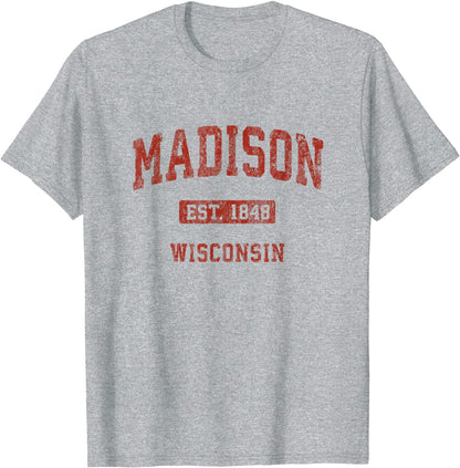 Madison Wisconsin WI Vintage Athletic Sports Design T-Shirt