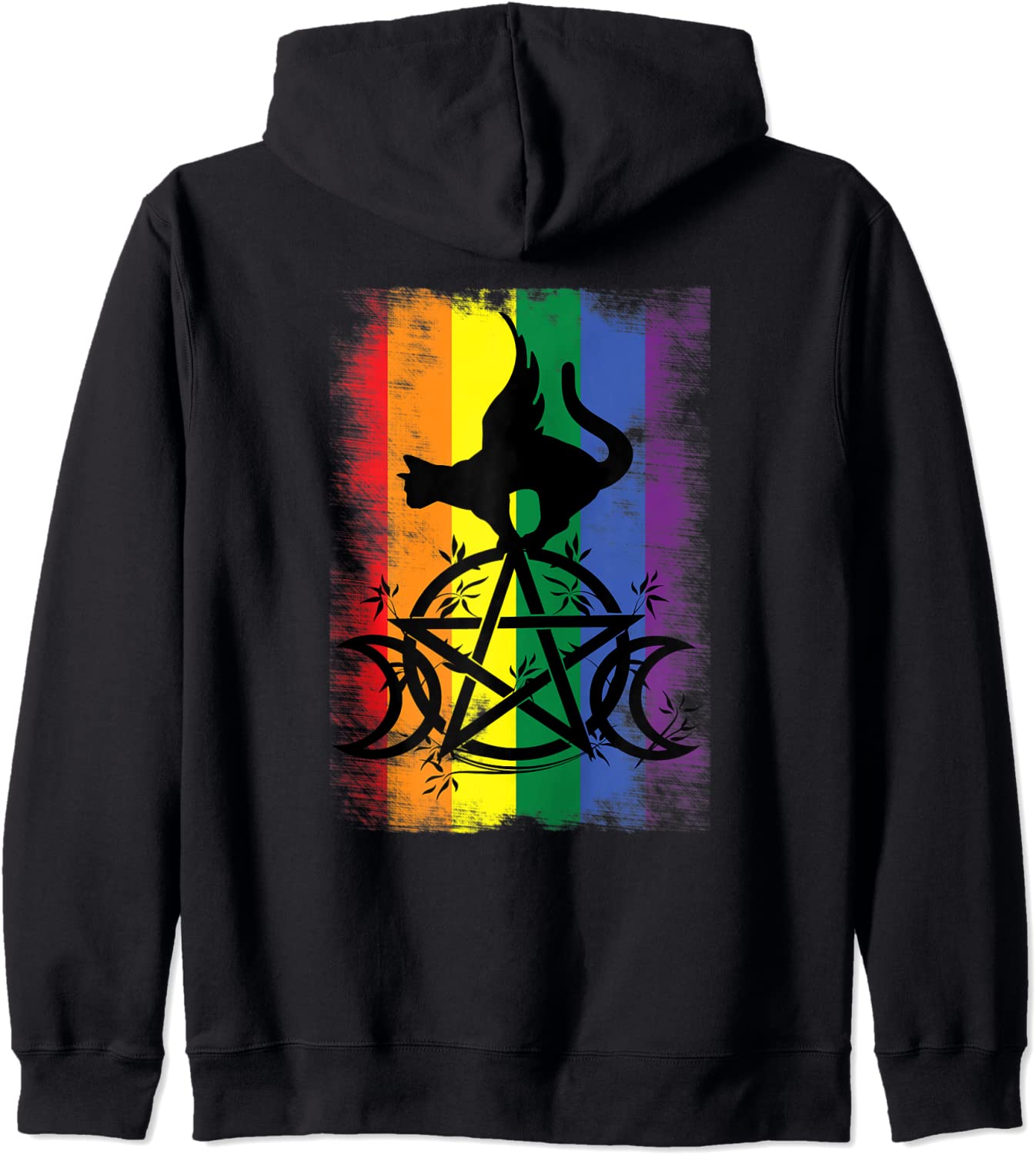 Gay Witch Pride Flag Triple Moon Pentacle Wicca Pagan LGBTQ Hoodie