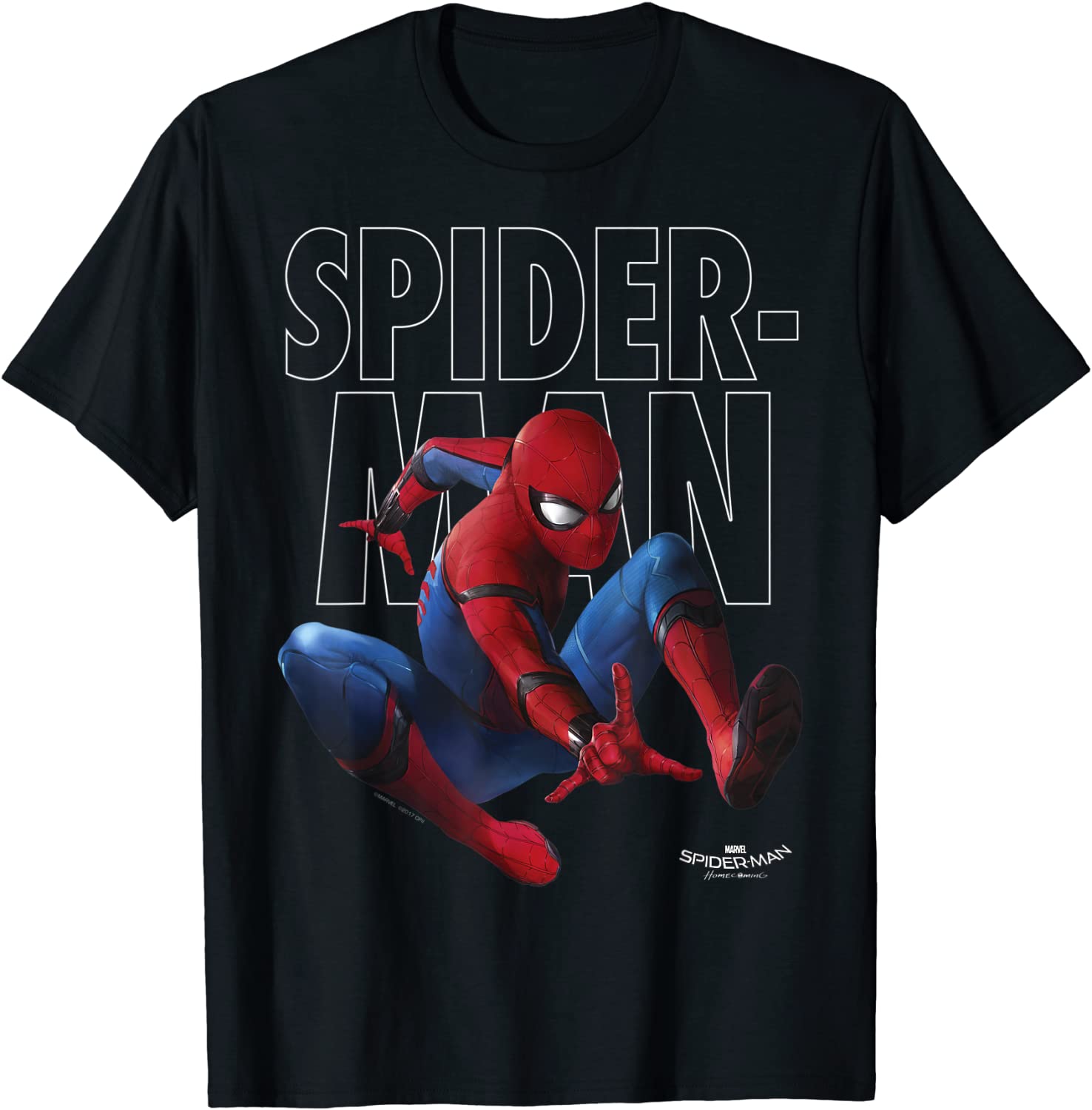 Marvel Spider-Man Homecoming Outlined Epic Jump Pose T-Shirt T-Shirt