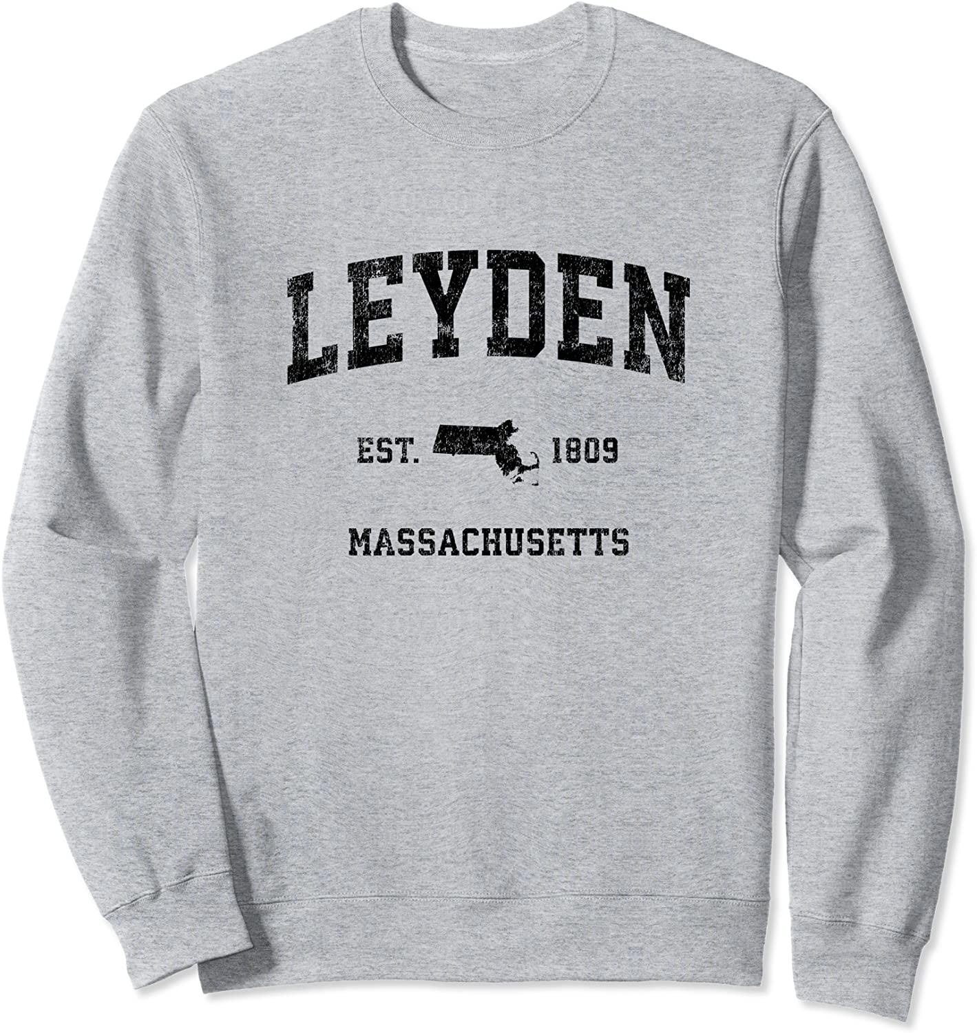 Leyden Massachusetts MA Vintage Sports Design Black Print Sweatshirt